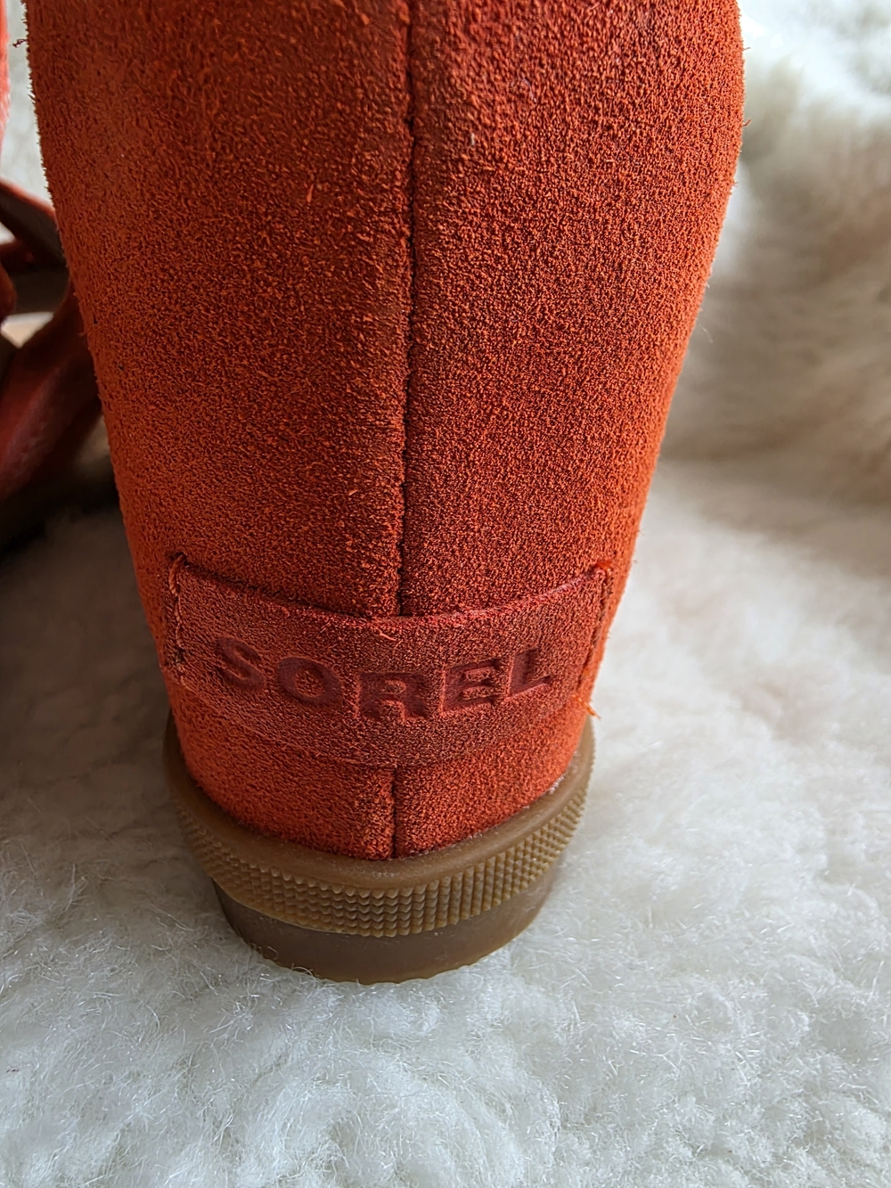 Sorel Orange Suede Lace-Up Strappy Wedge Sandal - Picture 5 of 8